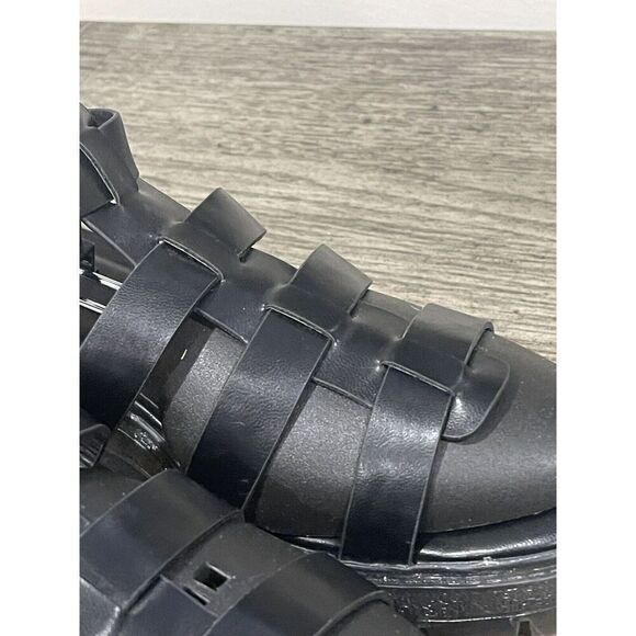 Forever 21 Womens Black 2.5” Platform Heel Gladiator Faux Leather Sandals Size 9 - Picture 5 of 7